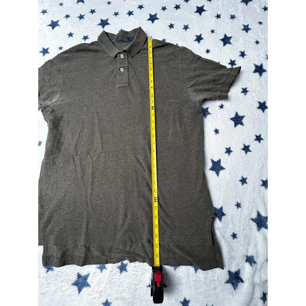 Polo Ralph Lauren Mens Large Gray Polo Shirt Orange Pony Short Sleeve Classic
